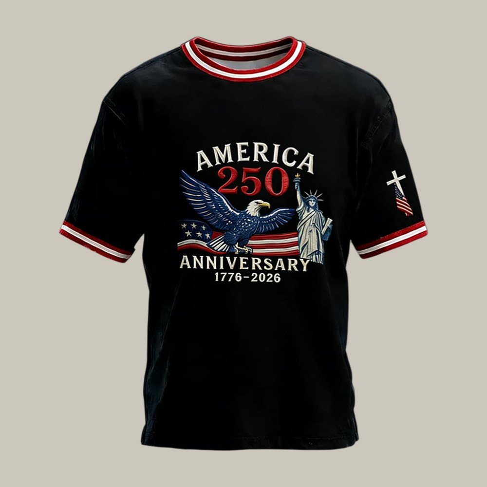 America 250th Anniversary Patriotic Eagle T-Shirt Statue Of Liberty Apparel 4th Of July