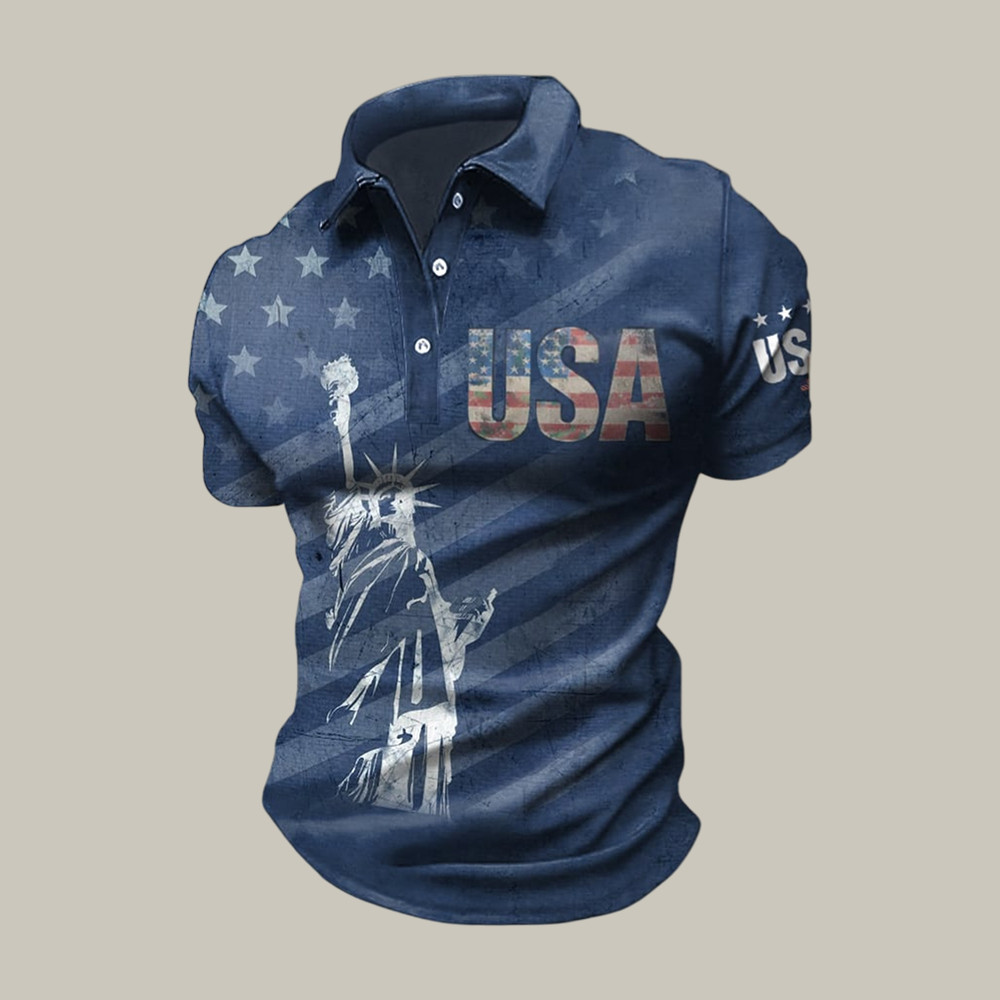 America 250th Anniversary Patriotic Polo Shirt Statue Of Liberty Apparel Present For Husband