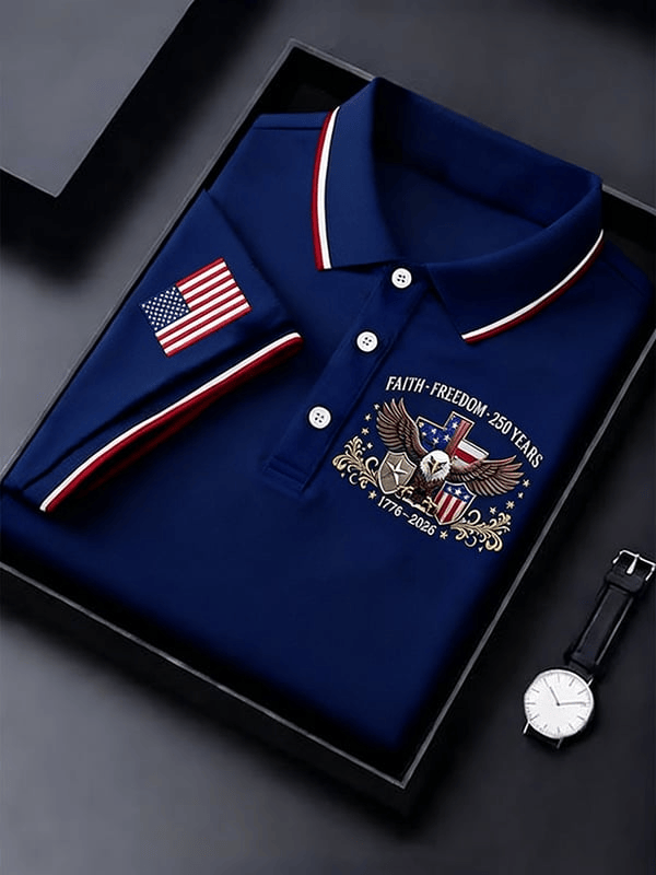 America 250th Anniversary Polo Shirt Faith Freedom 250 Years 1776 2026 Merch Patriotic Gifts