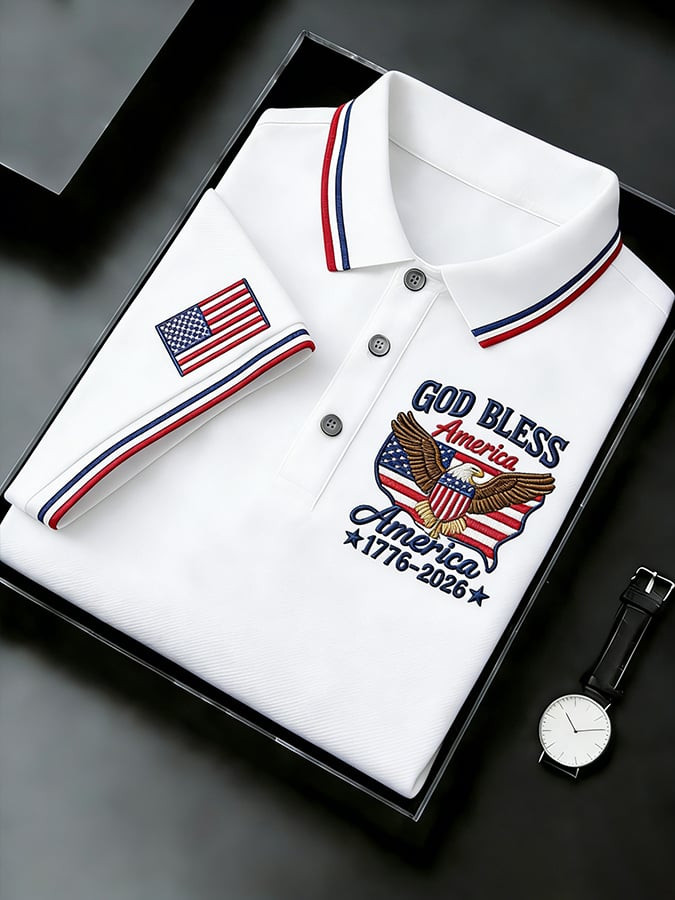 America 250th Anniversary Polo Shirt God Bless America 1776 2026 Merch Patriotic Gifts For Dad