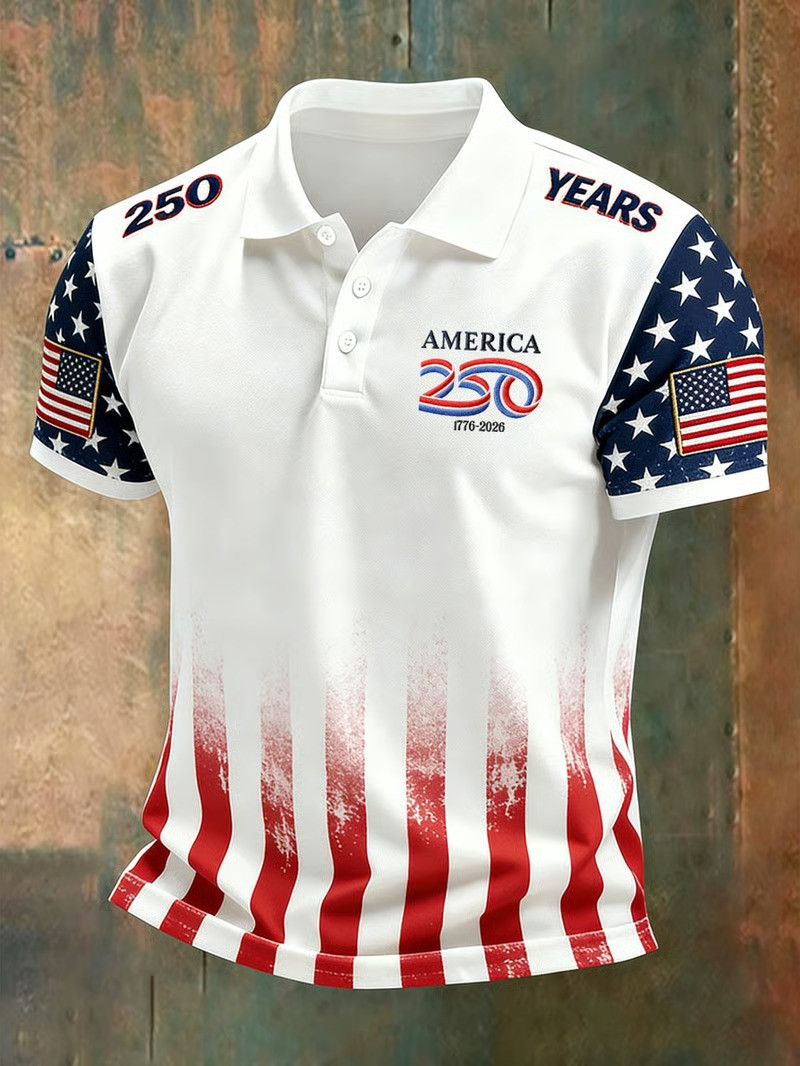 America 250th Anniversary Polo Shirt USA Flag 1776 2026 Patriotic Collar Top Best Gift For All Veterans