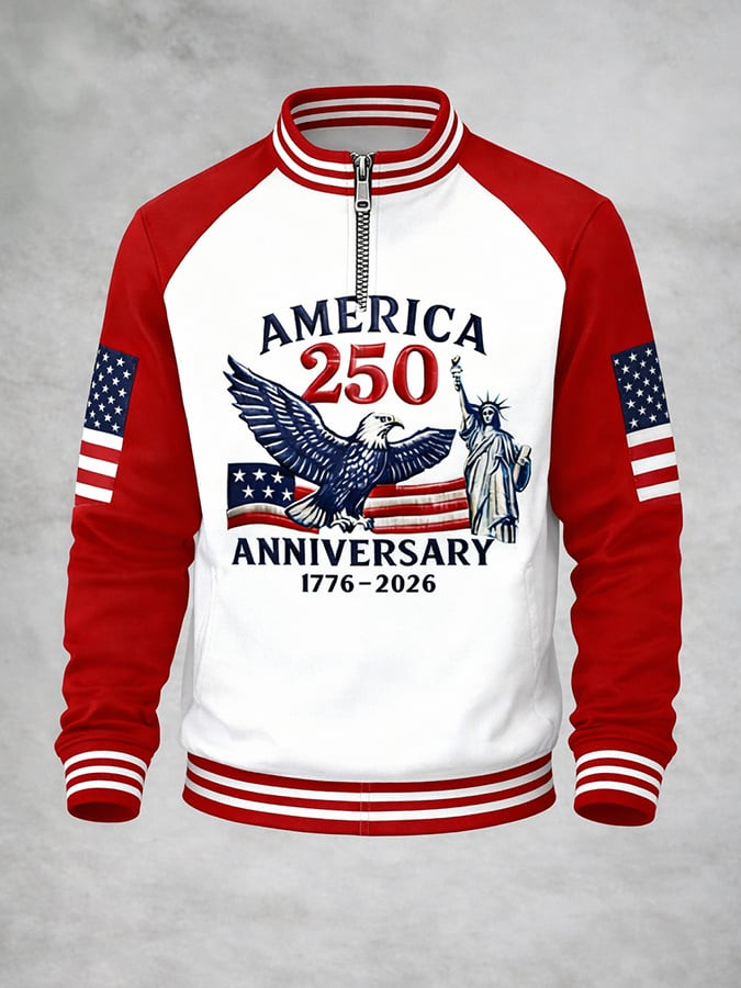 America 250th Anniversary Quarter Zip Sweatshirt 1776 2026 USA Flag Clothing Patriotic Gifts