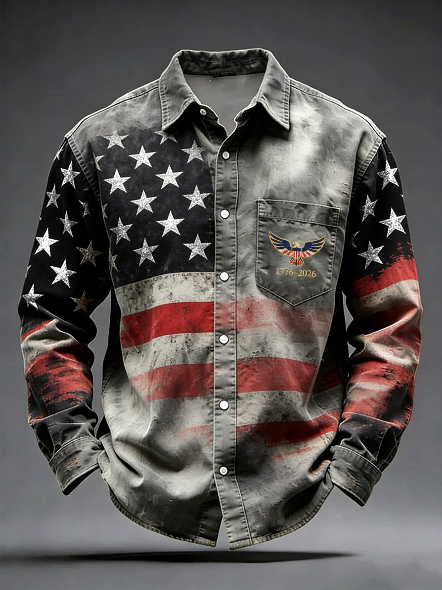 America 250th Anniversary Retro Button Up Long Sleeve Shirt USA Flag Patriotic 1776 2026 Merch America 250th Anniversary Retro Button Up Long Sleeve Shirt USA Flag Patriotic 1776 2026 Merch