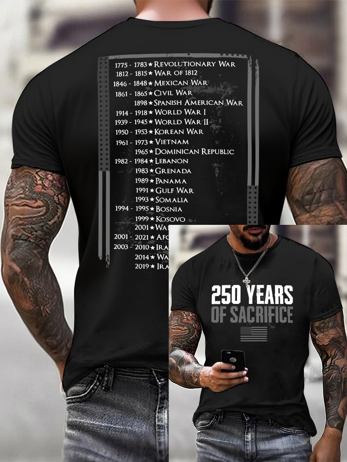 America 250th Anniversary Shirt 250 Years Of Sacrifice T-Shirt Men Fourth Of July Clothing