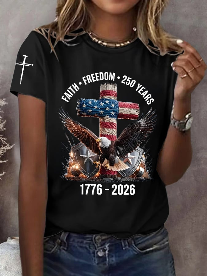 America 250th Anniversary Shirt Faith Freedom 250 Years Patriotic Apparel Gifts For Mom