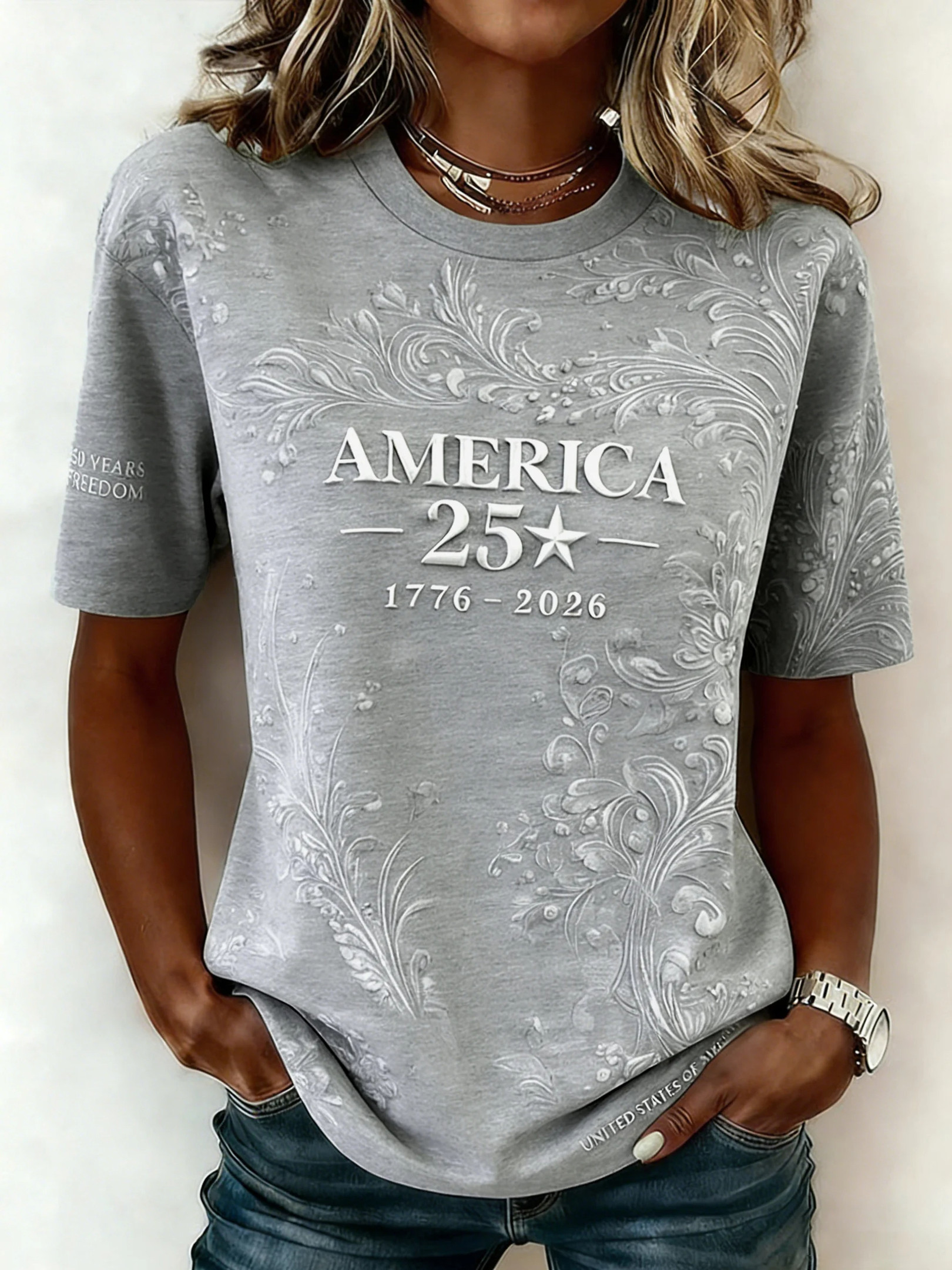 America 250th Anniversary Shirt Patriotic T-Shirts For Women USA 250 Years Of Freedom