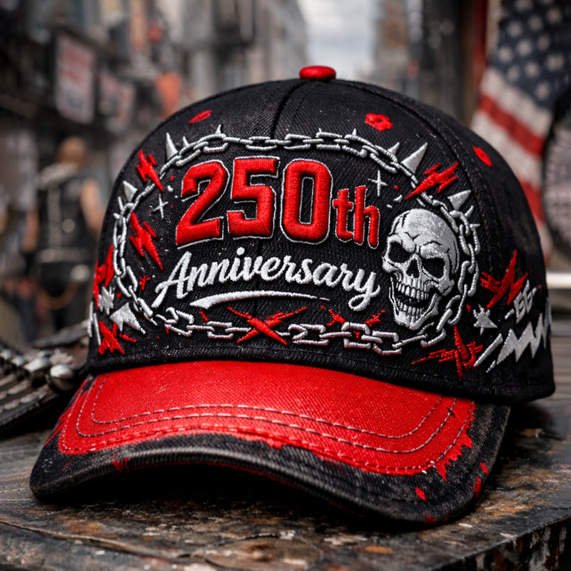 America 250th Anniversary Skull Art Bloddy Hat Gothic Style Independence Day Merch