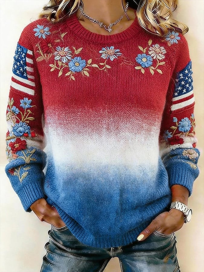 America 250th Anniversary Sweater Floral Woman 4Th Of July Clothing Patriotic Presents