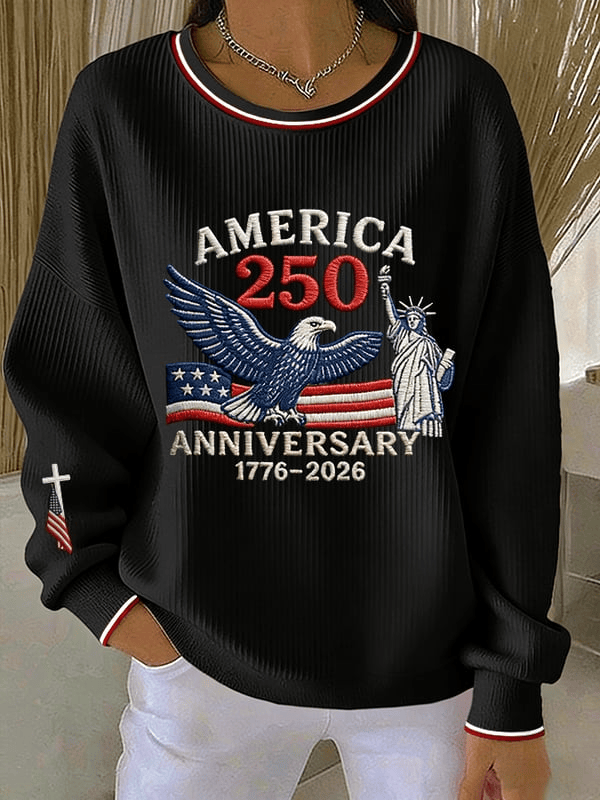 America 250th Anniversary Sweatshirt 1776 2026 Faith Cross Women's Fourth Of July Clothes