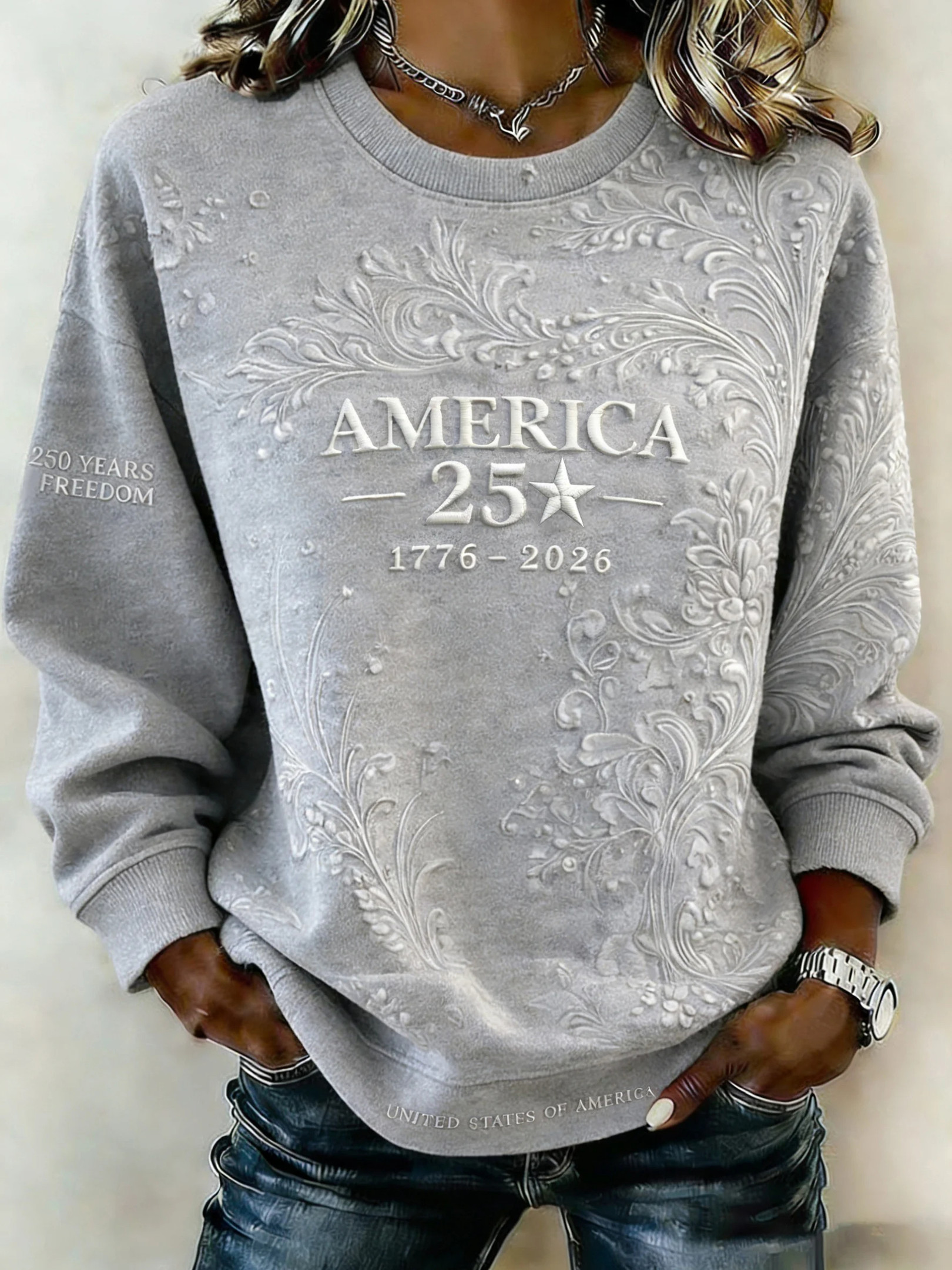 America 250th Anniversary Sweatshirt USA 250 Years Of Freedom Women's Patriotic Apparel
