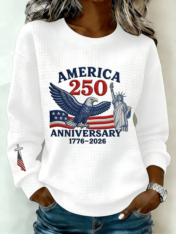 America 250th Anniversary Sweatshirt Vintage Faith Cross Apparel Gifts For Independence Day