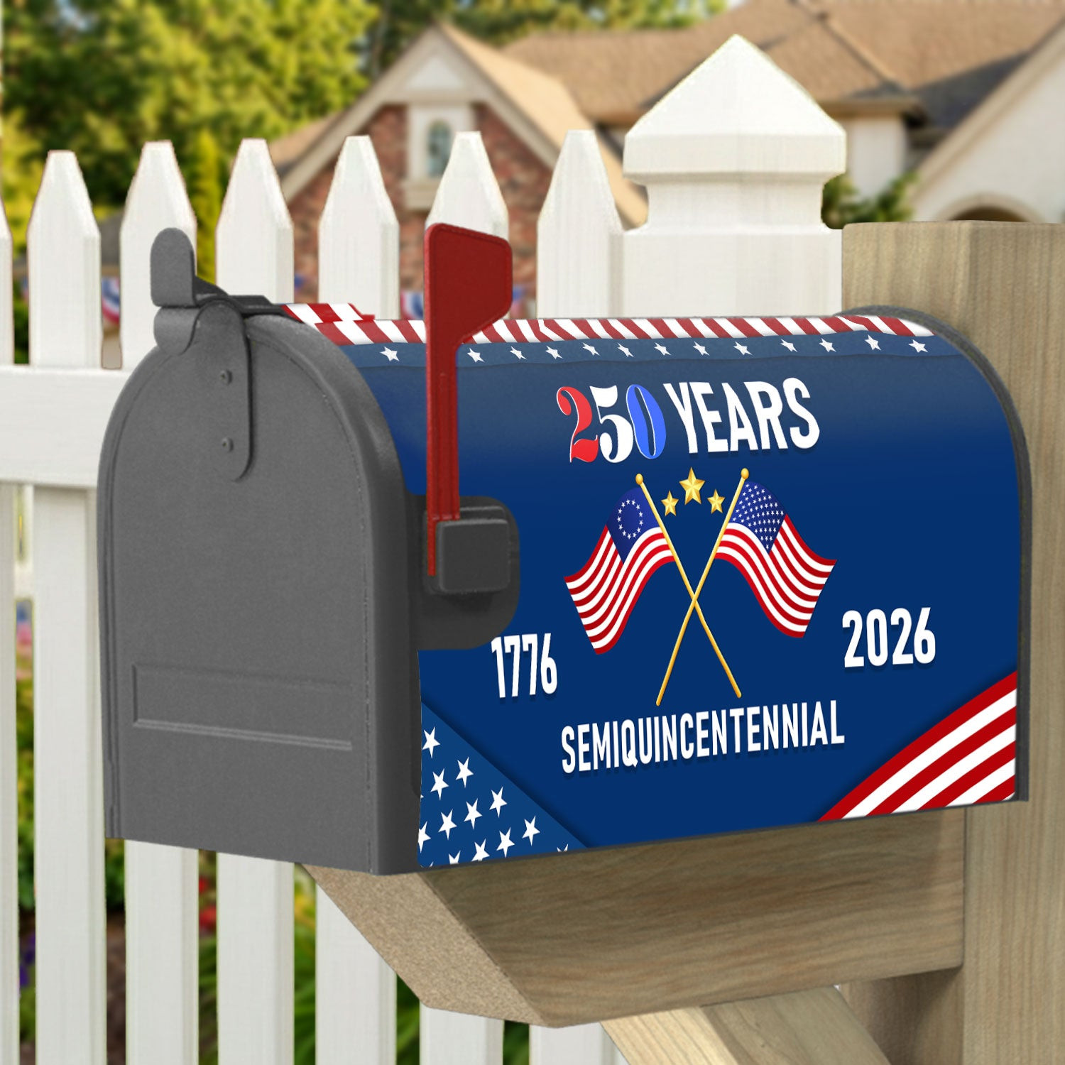 America 250th Anniversary Us Semiquincentennial Flag Patriot Mailbox Garden Decorations