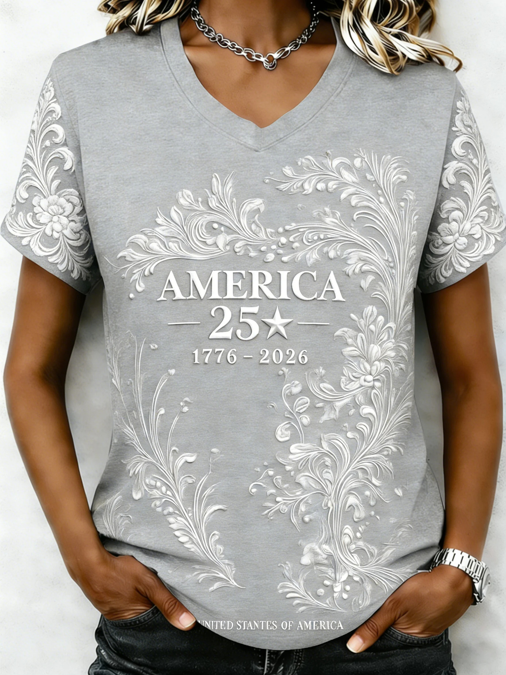 America 250th Anniversary V-Neck Shirt Patriotic T-Shirts For Women America 250th Anniversary V-Neck Shirt Patriotic T-Shirts For Women