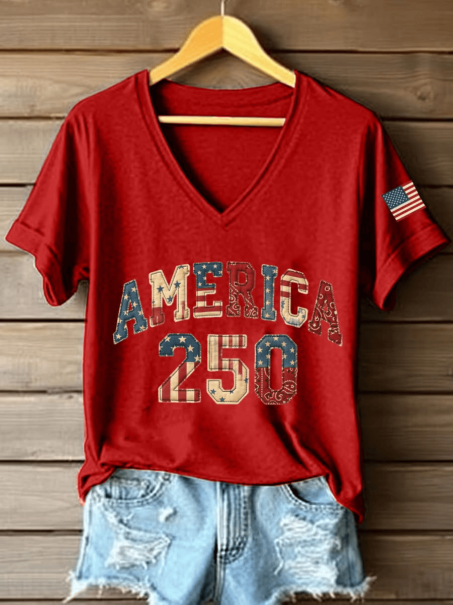 America 250th Anniversary V-Neck T-Shirt 1776 2026 Patriotic USA Shirt Gifts For Women's