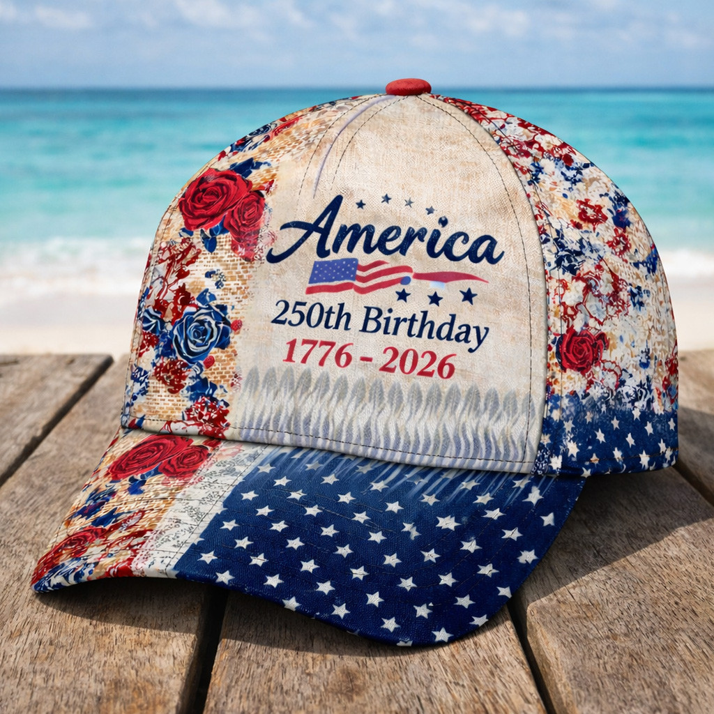 America 250th Birthday 1776 2026 Floral Hat Patriotic Baseball Cap Cool Gift For Patriots