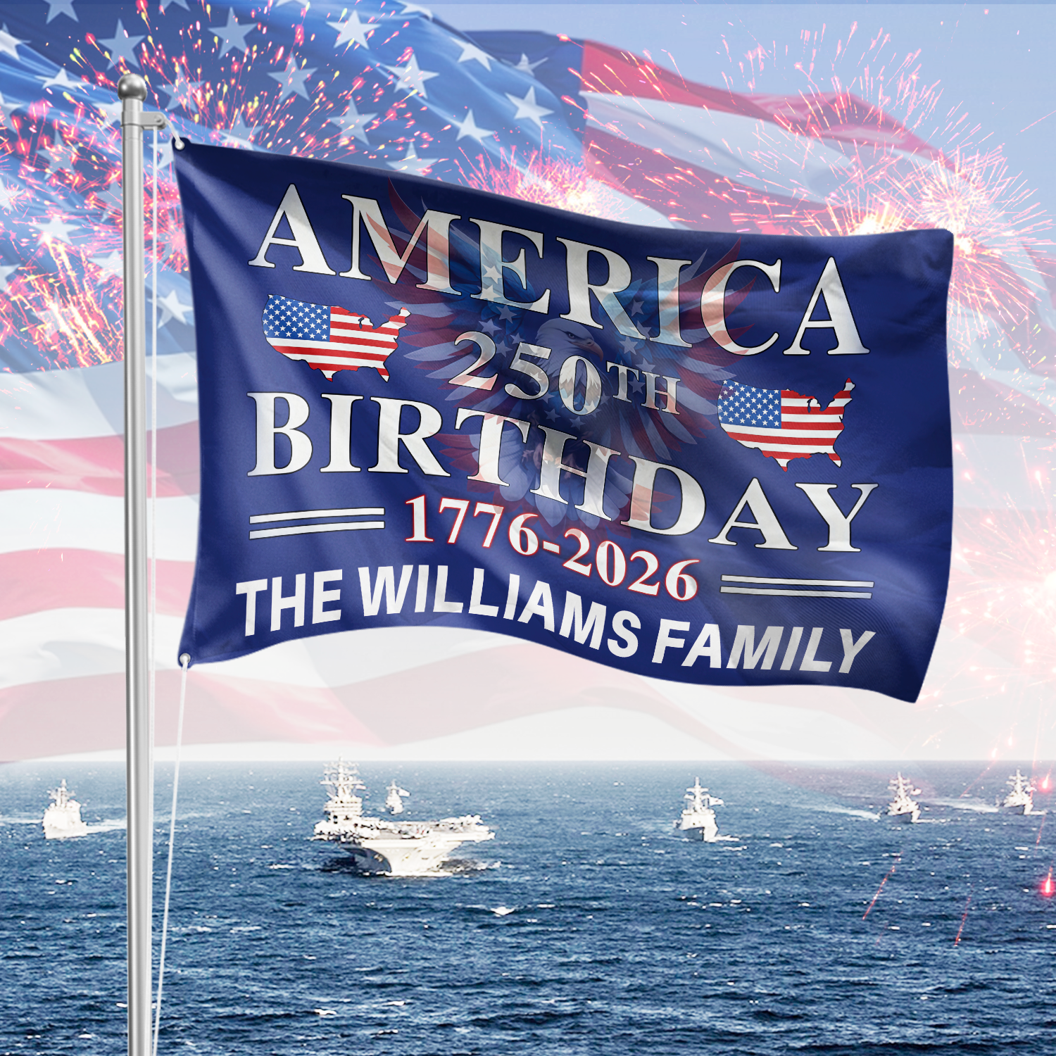 America 250th Birthday 250 Years Double-sided Flag America 250 Merchandise Patriotic Gifts For Him