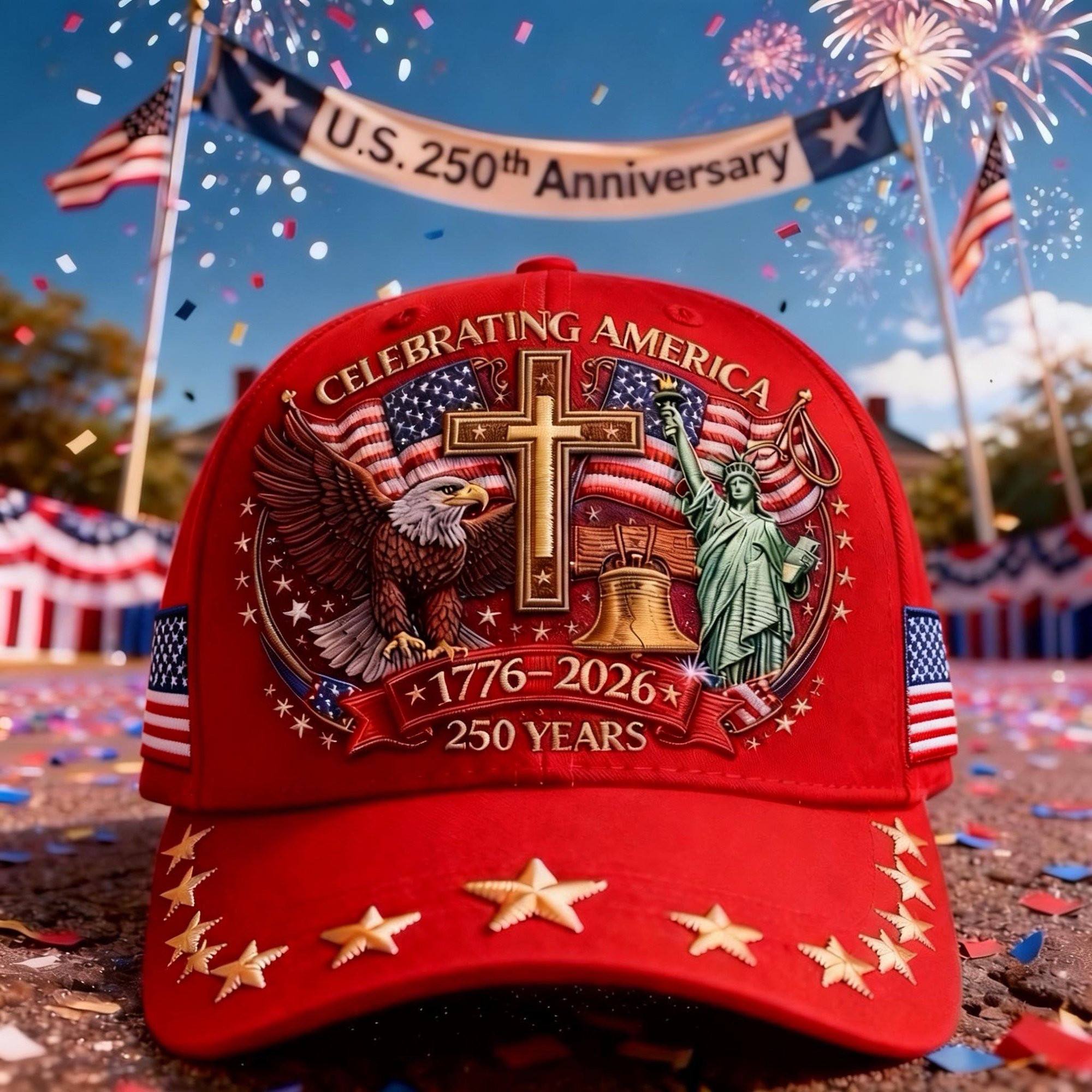 America Celebrates 250th Anniversary Hat 1776 2026 Cap Patriotic Gift Ideas