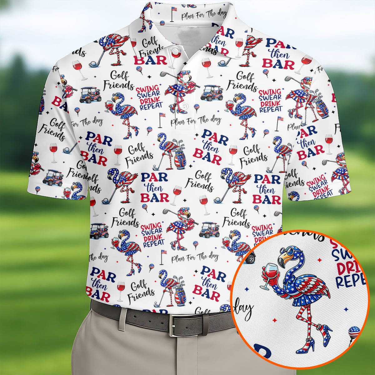 America Celebrates 250Th Anniversary Polo Shirt Funny Par Then Bar Flamingo Patriotic Merch