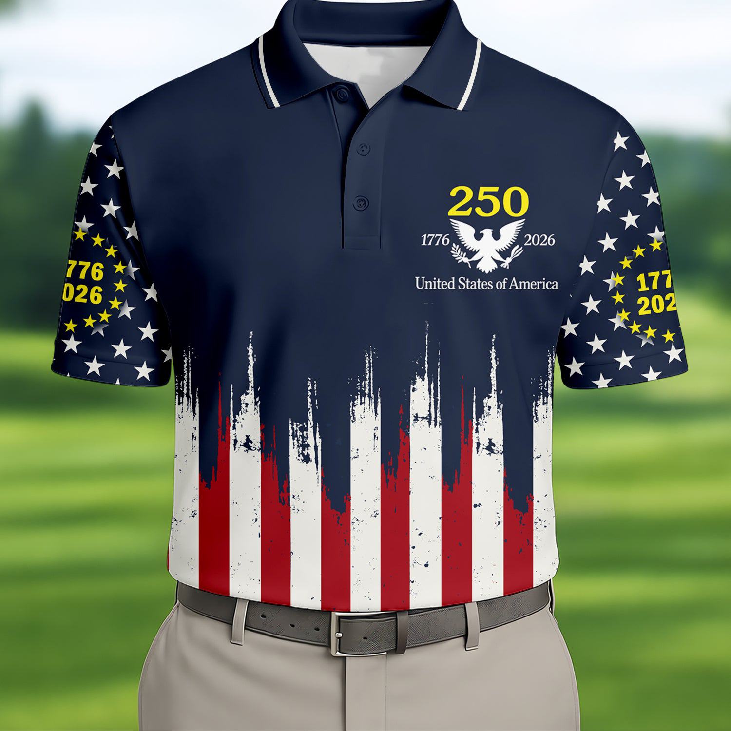 America Celebrates 250Th Anniversary Polo Shirt US Bald Eagle Apparel Patriotic Gifts For Men