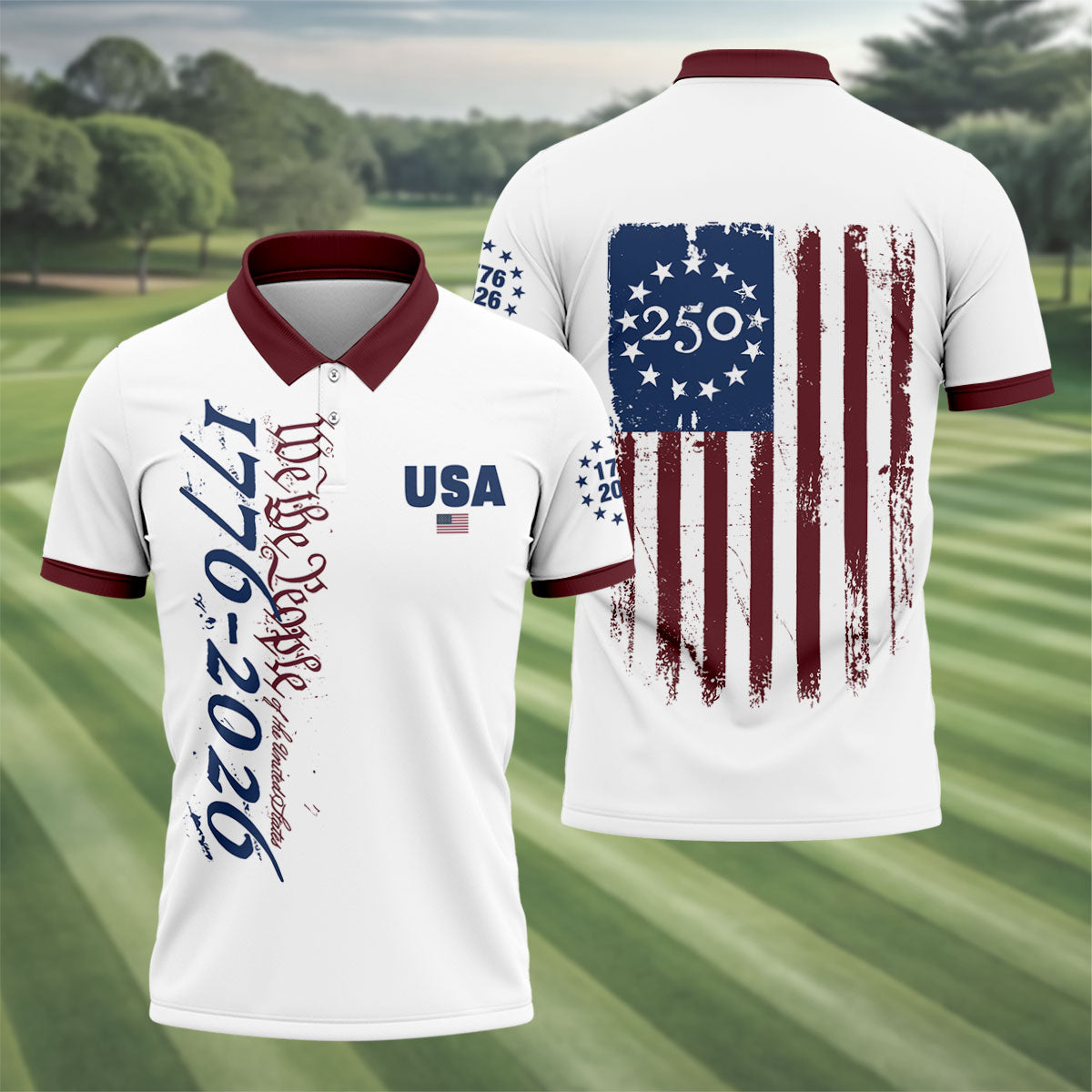 America Celebrates 250Th Anniversary Polo Shirt US Independence Day Apparel Patriotic