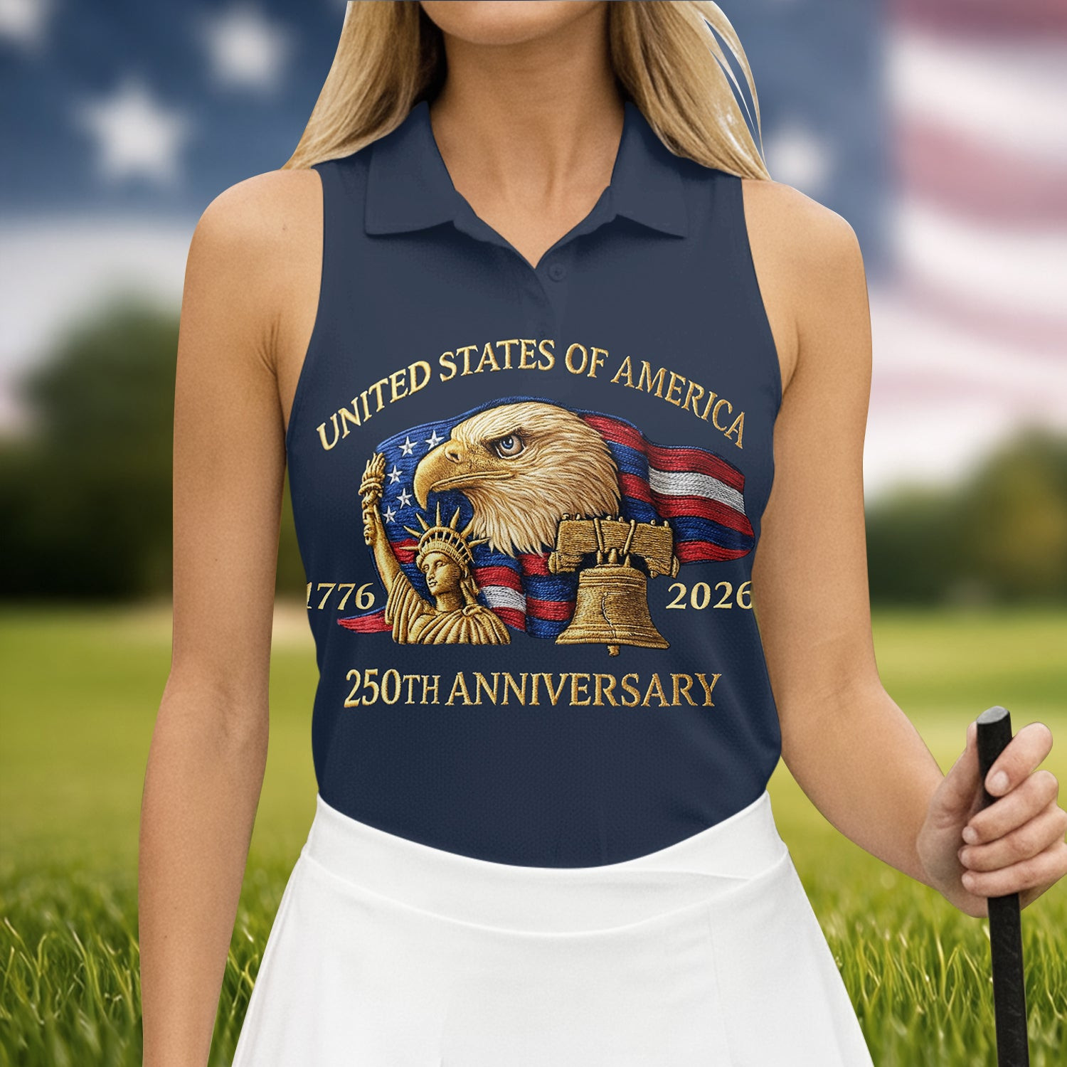 America Celebrates 250Th Anniversary Sleeveless Polo Shirt Patriotic Merch Gifts For Sister