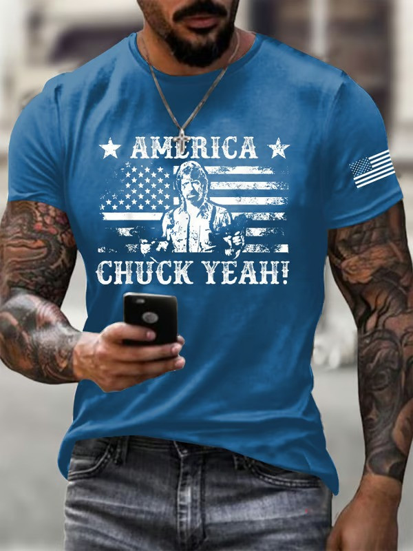 America Chuck Yeah Patriot Graphic Tees Men Chuck Norris American Fan Shirt Gift For Him