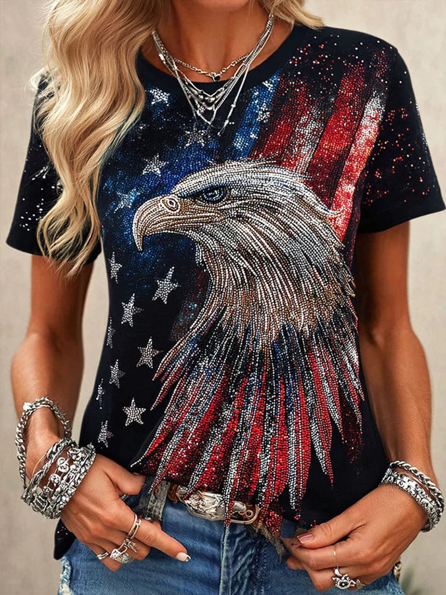 America Eagle Flag T-Shirt Patriotic 1776-2026 USA Tee Independence Day Shirt Gift For Women