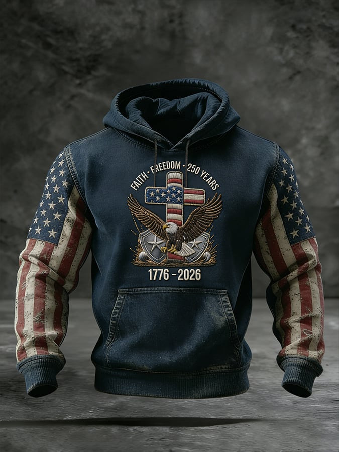 America Faith Freedom 250 Years Hoodie USA 250th Anniversary 4Th Of July Clothing Men's