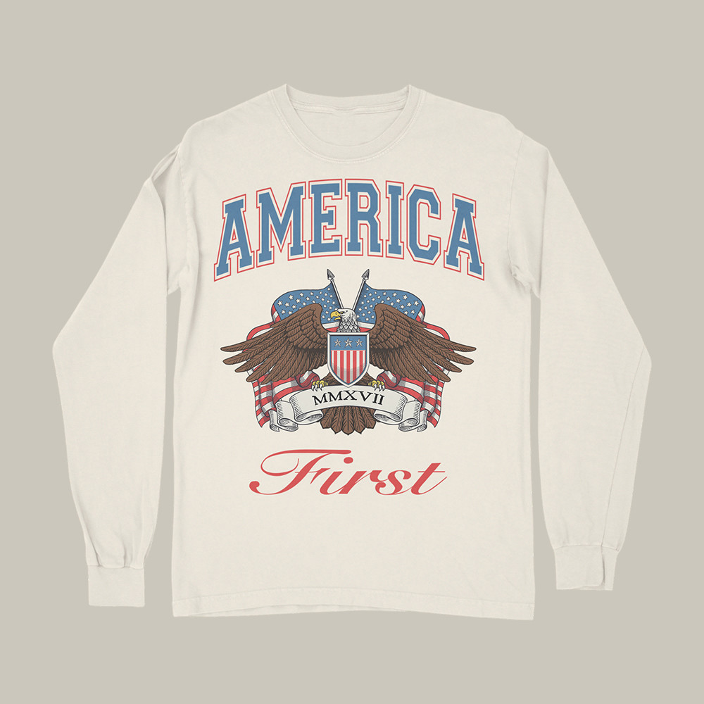 America First Eagle Graphic Long Sleeve Shirt Political Commentary Apparel Nick Fuentes Lover Gift