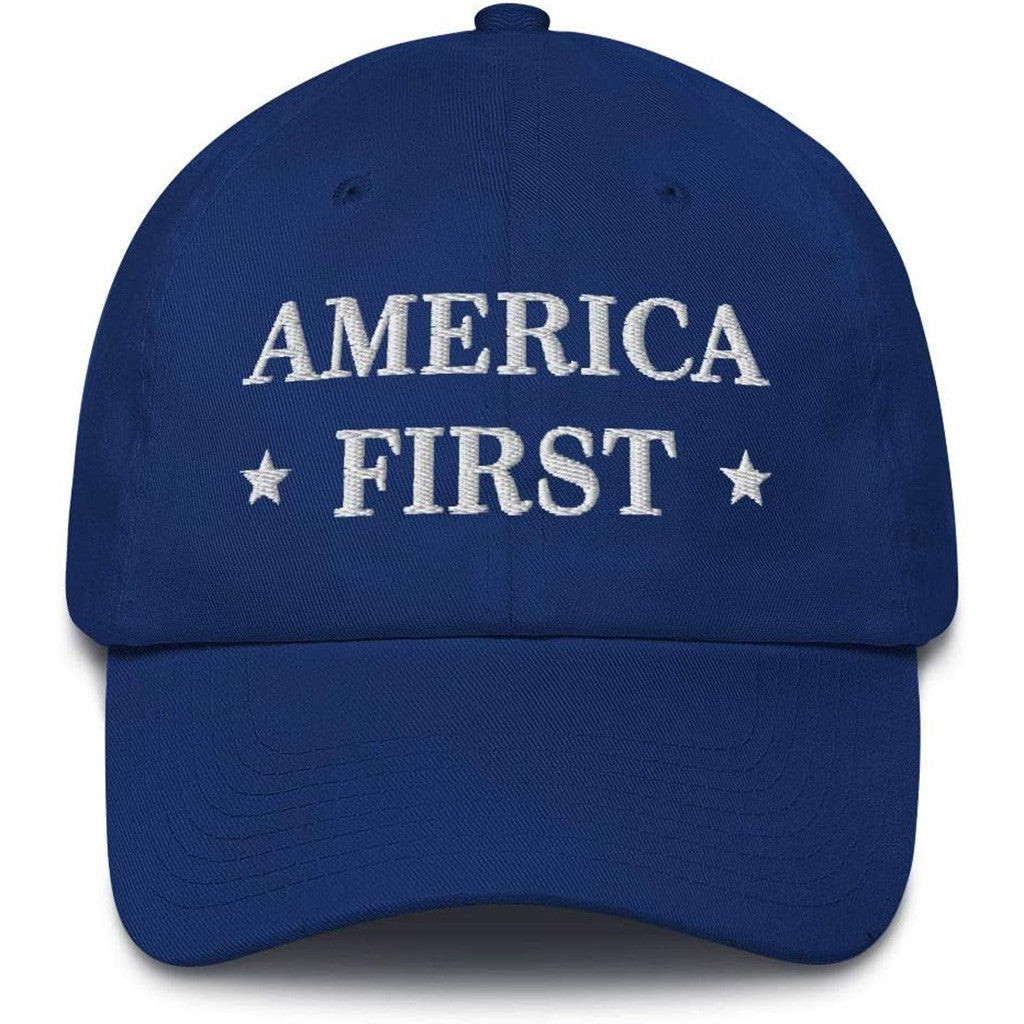 America First Hat Embroidered Royal Patriotic Hat Best Gifts For Husband America First Hat Embroidered Royal Patriotic Hat Best Gifts For Husband