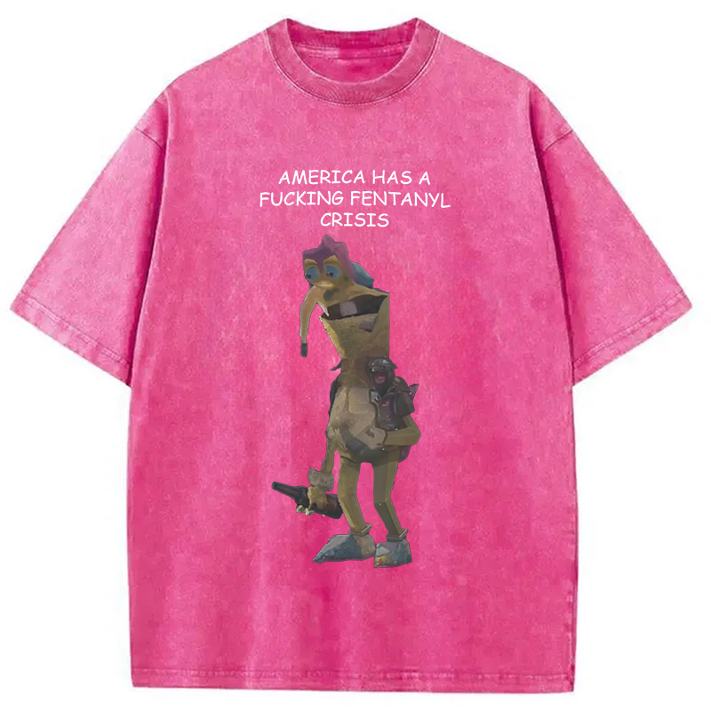 America Has A Fentanyl Crisis Funny Washed T-Shirt Casual Vintage Everyday Look Gifts For BFF