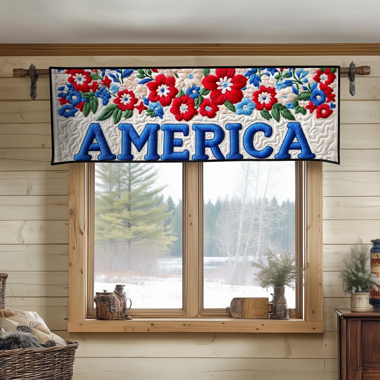 America in Bloom Quilted Valance Front Entryway Ideas 4Th Of July Gifts Delivered