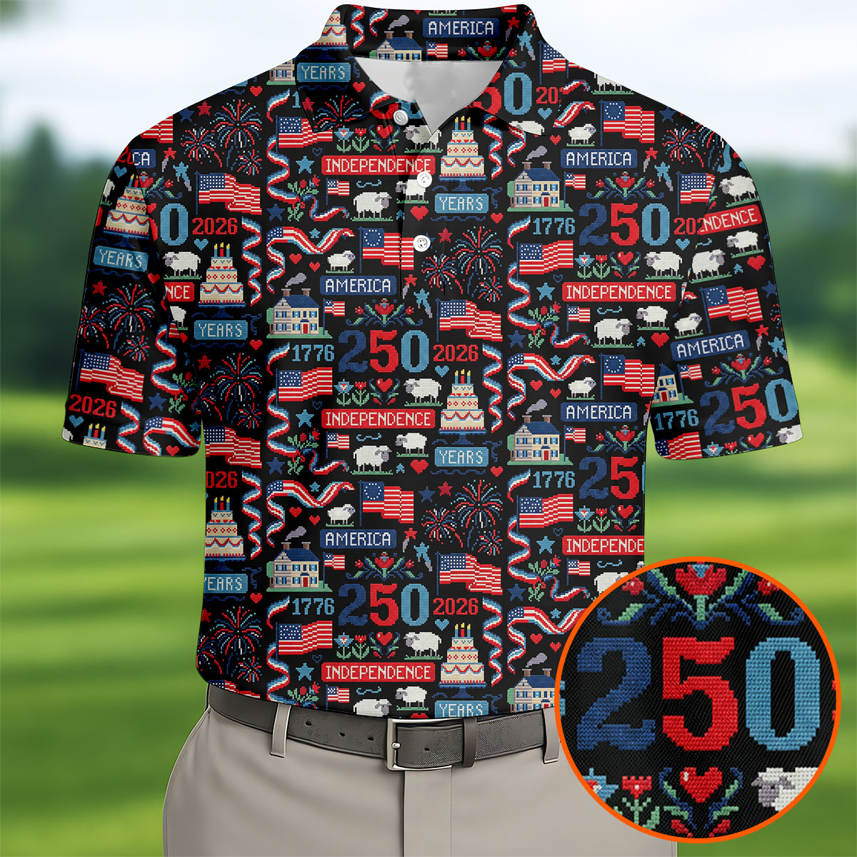 America Independence 250 Years Golf Polo Shirt 4Th Of July Golf Shirt Best Golf Gifts Men