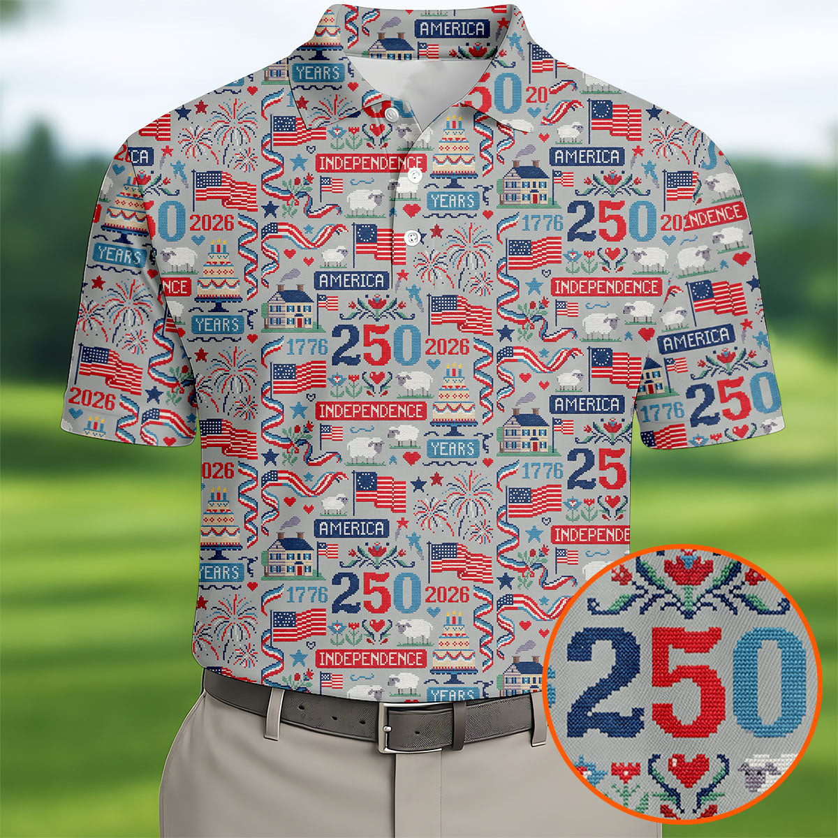 America Independence 250 Years Golf Polo Shirt Golf Polos For Men Golf Gifts For Golfers