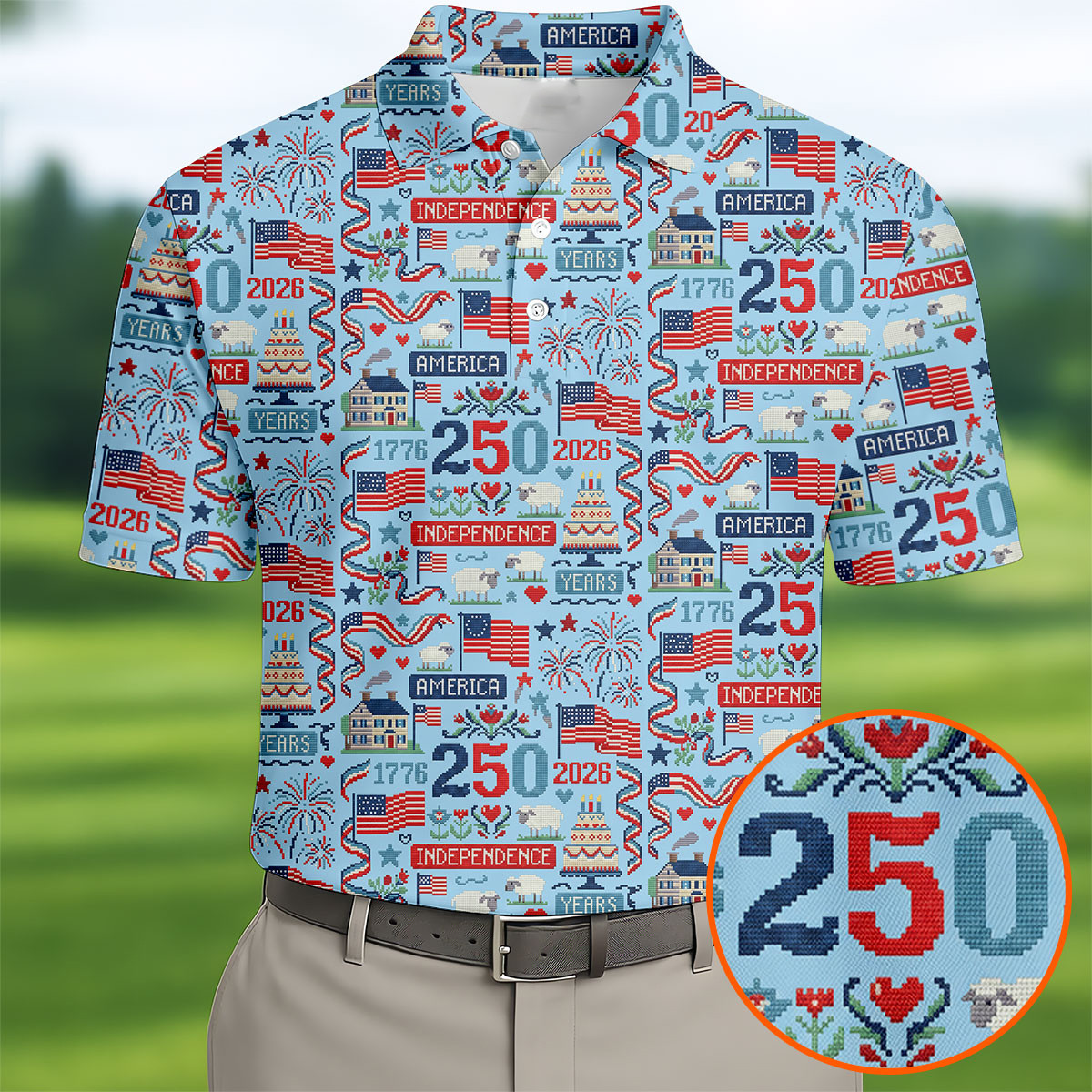 America Independence 250 Years Golf Polo Shirt Golf Shirts For Men Cool Golf Gifts