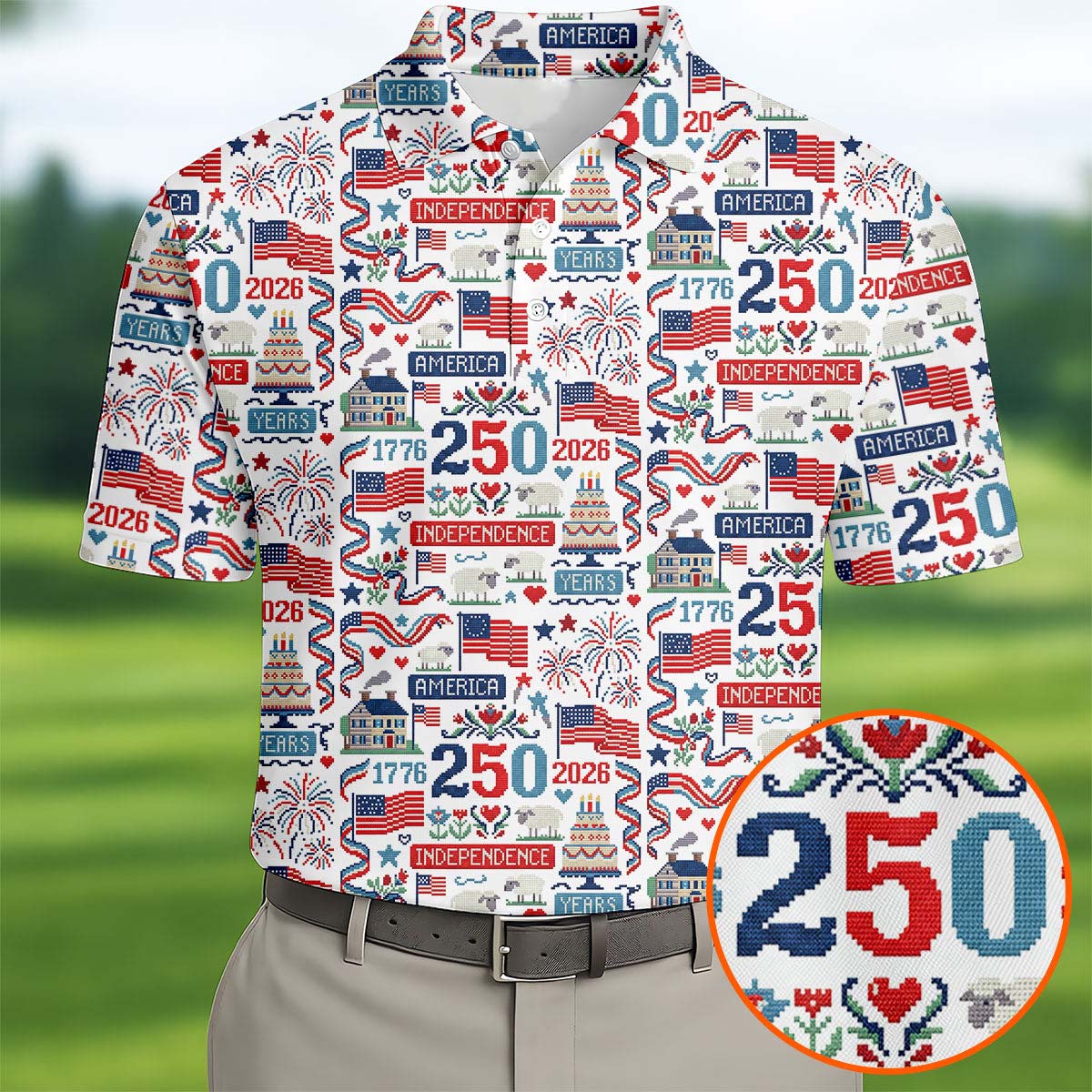 America Independence 250 Years Golf Polo Shirt Mens Golf Shirts Golf Gifts For Dad