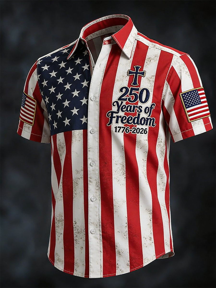 America Land Of The Free Button Shirt 250 Years Of Freedom 1776 2026 Clothing Gift For Dad