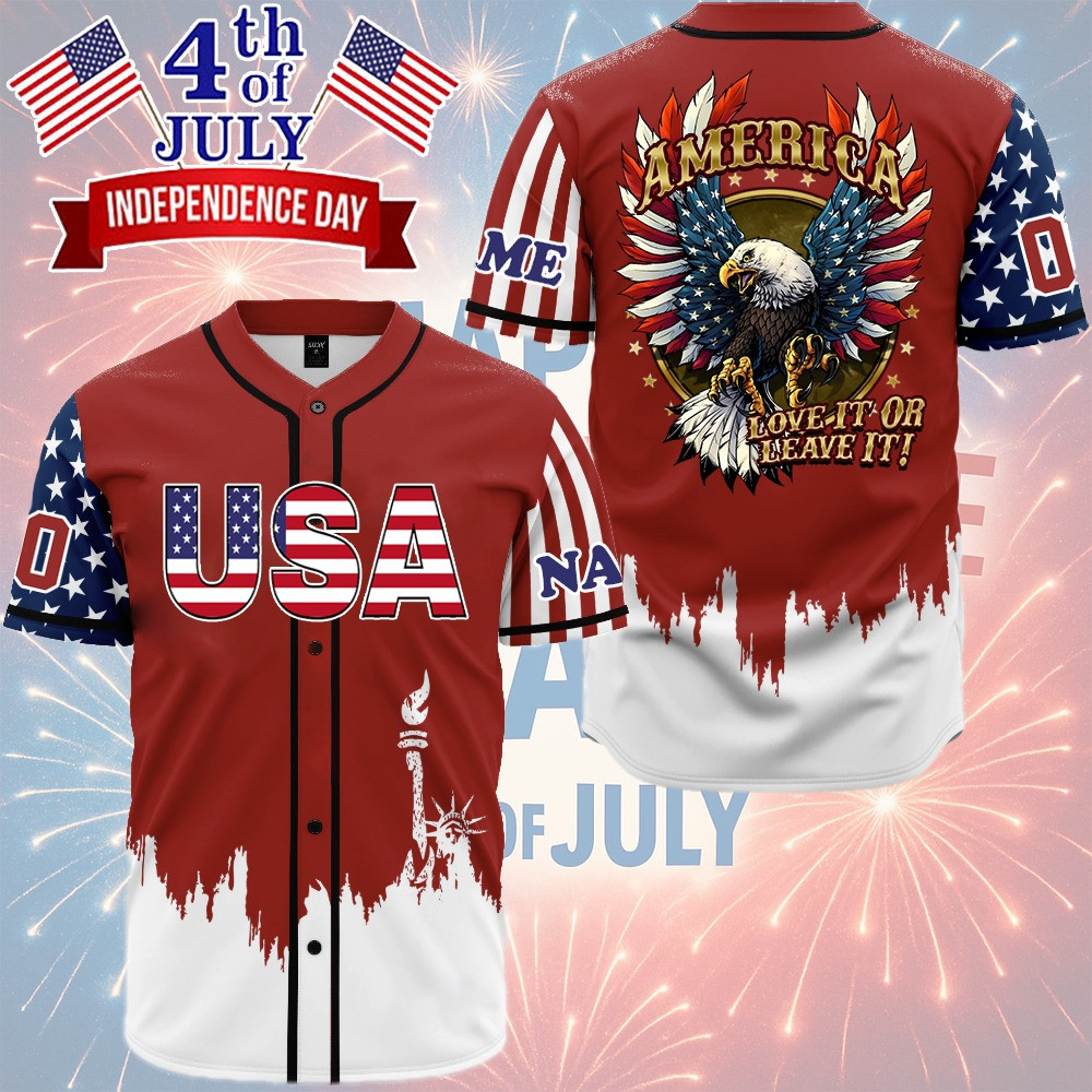 America Love It Or Leave It 4th Of July USA Baseball Jersey Shirt Patriotic Shirt Best Gift
