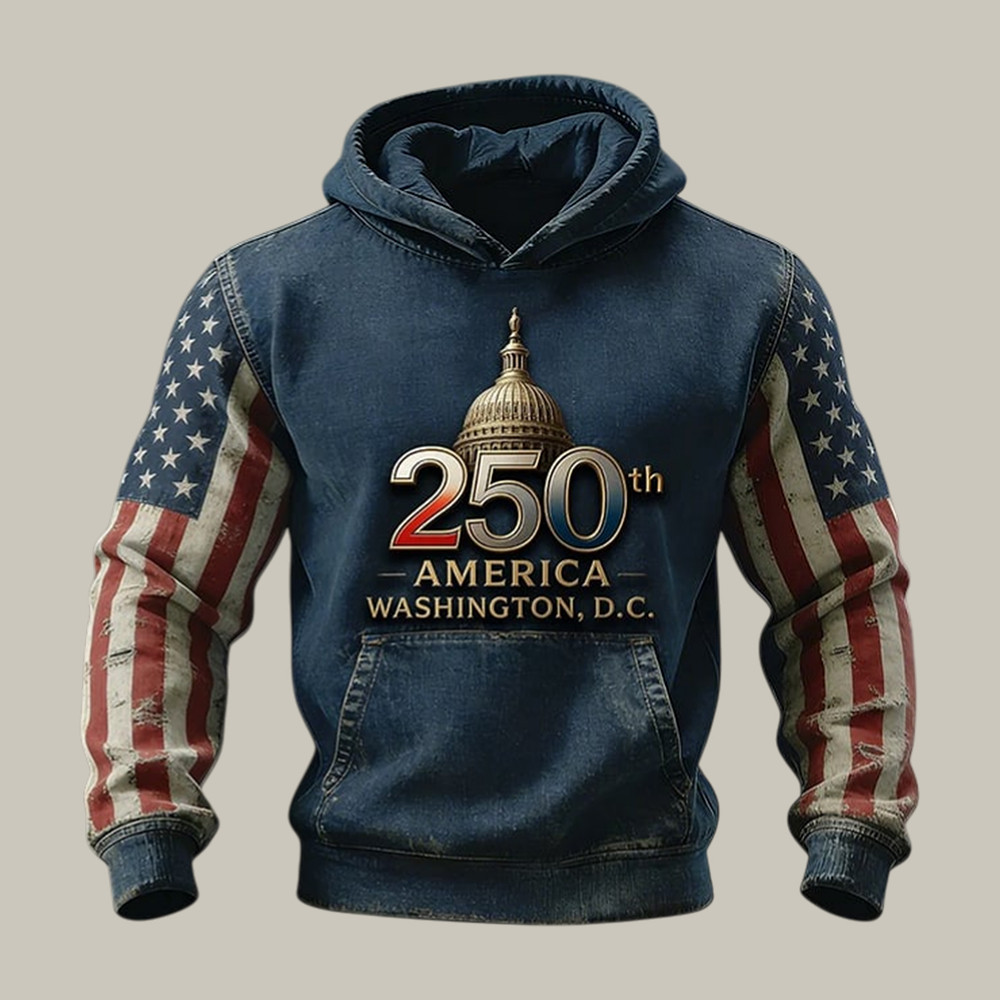 America Washington 250th Anniversary 1776 2026 Hoodie Independence Day Hooded Sweatshirt