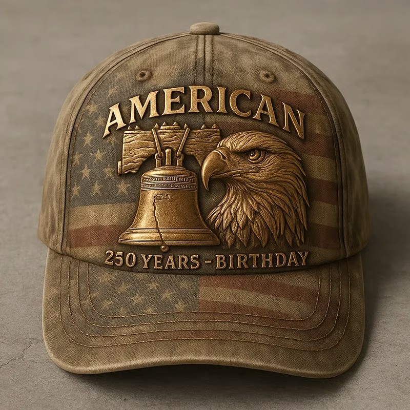 American 250 Years Birthday Camo Baseball Hat Liberty Bell Eagle USA Patriotic Gift For Veterans