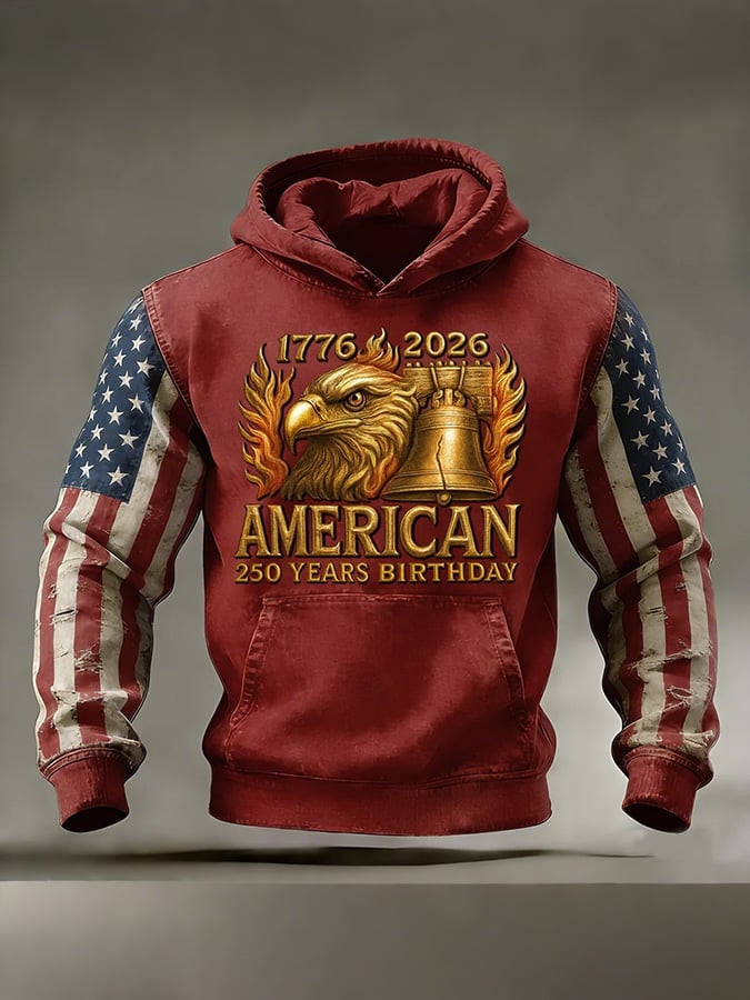 American 250 Years Birthday Hoodie 1776 2026 Fourth Of July Apparel Patriotic Gifts For Men