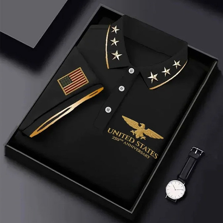 American 250 Years Birthday Polo Shirt Independence Day Apparel Patriotic Gift Ideas