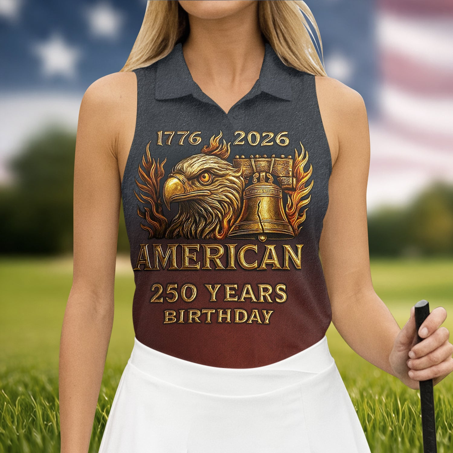 American 250 Years Birthday Sleeveless Polo Shirt Womens Sleeveless Polo Gift For Golfers