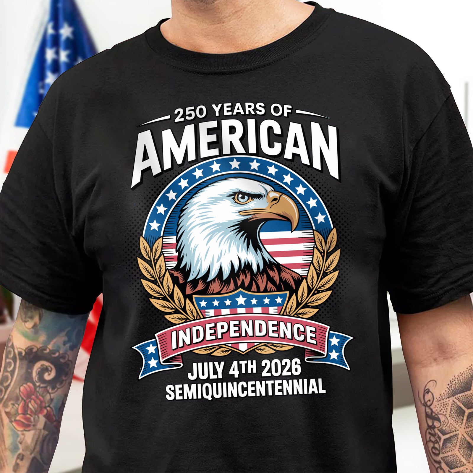 American 250 Years Independence Eagle-July 4th 2026 Dark Shirt America 250 Merchandise Patriotic Gifts For Him