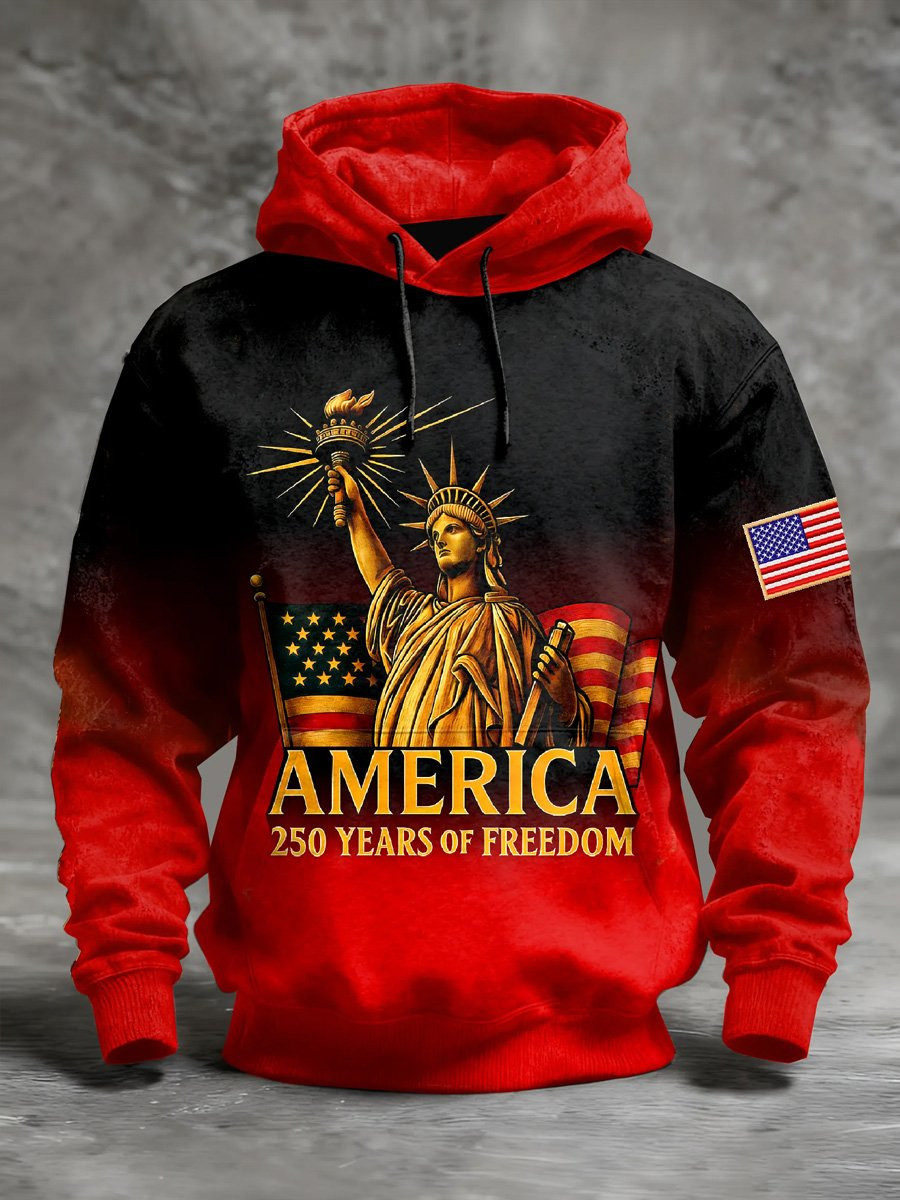 American 250 Years Of Freedom Hoodie Liberty Statue Graphic Patriotic Gift Ideas