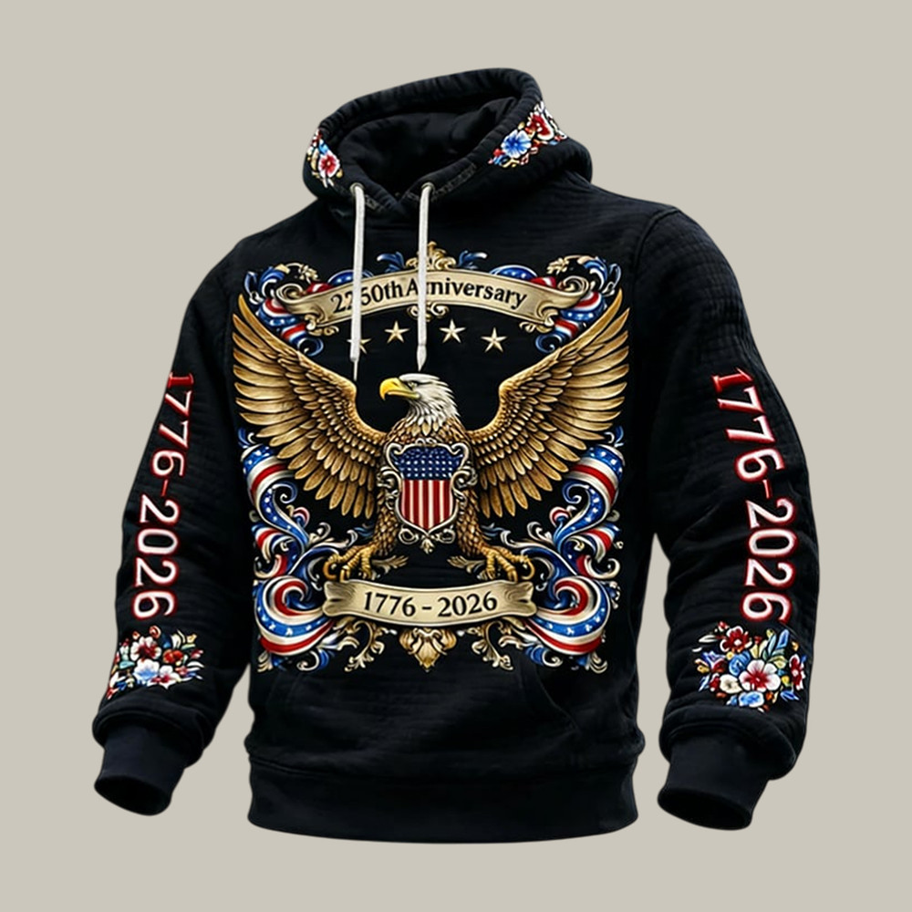 American 250th Anniversary 1776 2026 Hoodie American Eagle July 4 Apparel Patriotic Gift