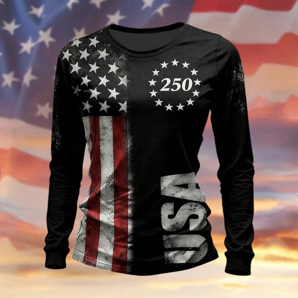 American 250th Anniversary 1776 2026 Long Sleeve Shirt Independence Day Merch Patriotic Present