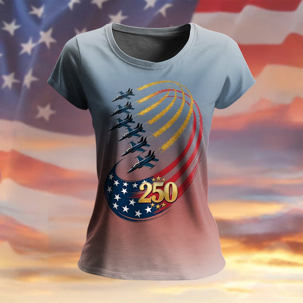 American 250th Anniversary 1776 2026 T-Shirt America's 250th Birthday Merch Patriotic Gift For Her