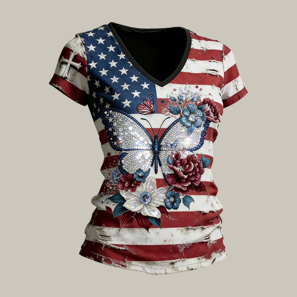 American 250th Anniversary 1776 2026 V-Neck Shirt Fourth Of July Clothes Patriotic Present