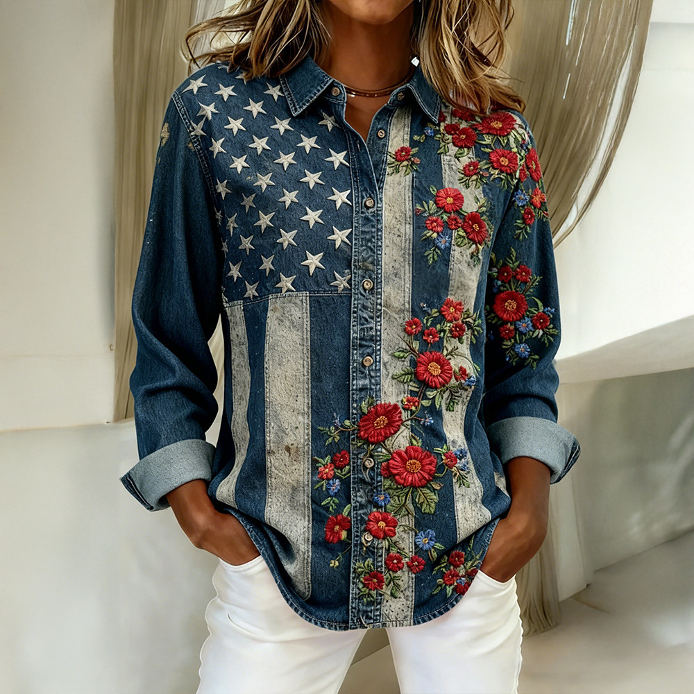 American 250th Anniversary Button Long Sleeve Shirt 4th Of July Merch America's 250th Birthday Gifts